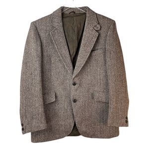 Vintage HARRIS TWEED Brown Tweed Sport Coat Blazer 40R